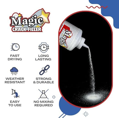 Magic Crack Filler Concrete Slab Gray, for Filling in Concrete Cracks on Driveways, Walkways and Patios. Installs Easily Dry Granular No Mess and DIY