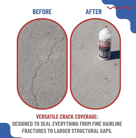 Magic Crack Filler Concrete Slab Gray, for Filling in Concrete Cracks on Driveways, Walkways and Patios. Installs Easily Dry Granular No Mess and DIY