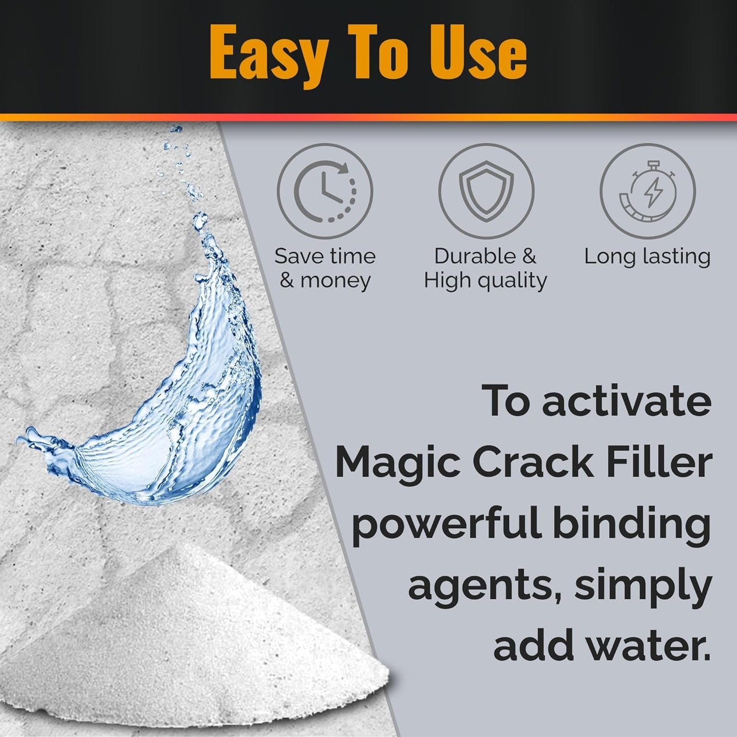 Magic Crack Filler Concrete Slab Gray, for Filling in Concrete Cracks on Driveways, Walkways and Patios. Installs Easily Dry Granular No Mess and DIY