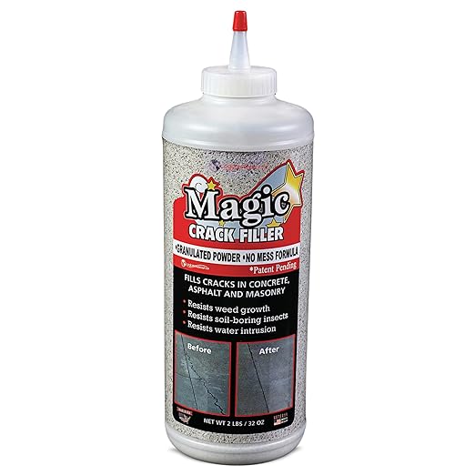 Magic Crack Filler Concrete Slab Gray, for Filling in Concrete Cracks on Driveways, Walkways and Patios. Installs Easily Dry Granular No Mess and DIY
