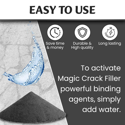 Magic Crack Filler Concrete Slab Gray, for Filling in Concrete Cracks on Driveways, Walkways and Patios. Installs Easily Dry Granular No Mess and DIY