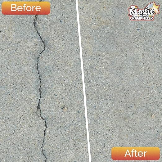 Magic Crack Filler Concrete Slab Gray, for Filling in Concrete Cracks on Driveways, Walkways and Patios. Installs Easily Dry Granular No Mess and DIY