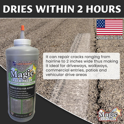 Magic Crack Filler Concrete Slab Gray, for Filling in Concrete Cracks on Driveways, Walkways and Patios. Installs Easily Dry Granular No Mess and DIY