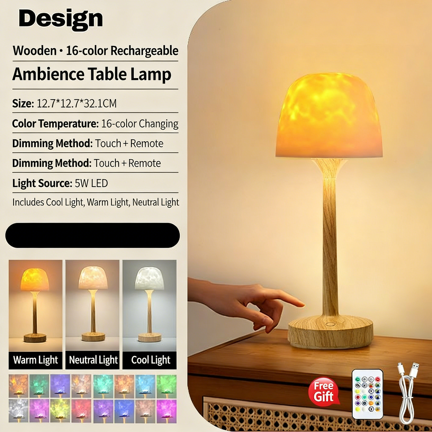 Popular tall bedside lamp with water ripple pattern, romantic projection night light, perfect as a Christmas gift for couples.