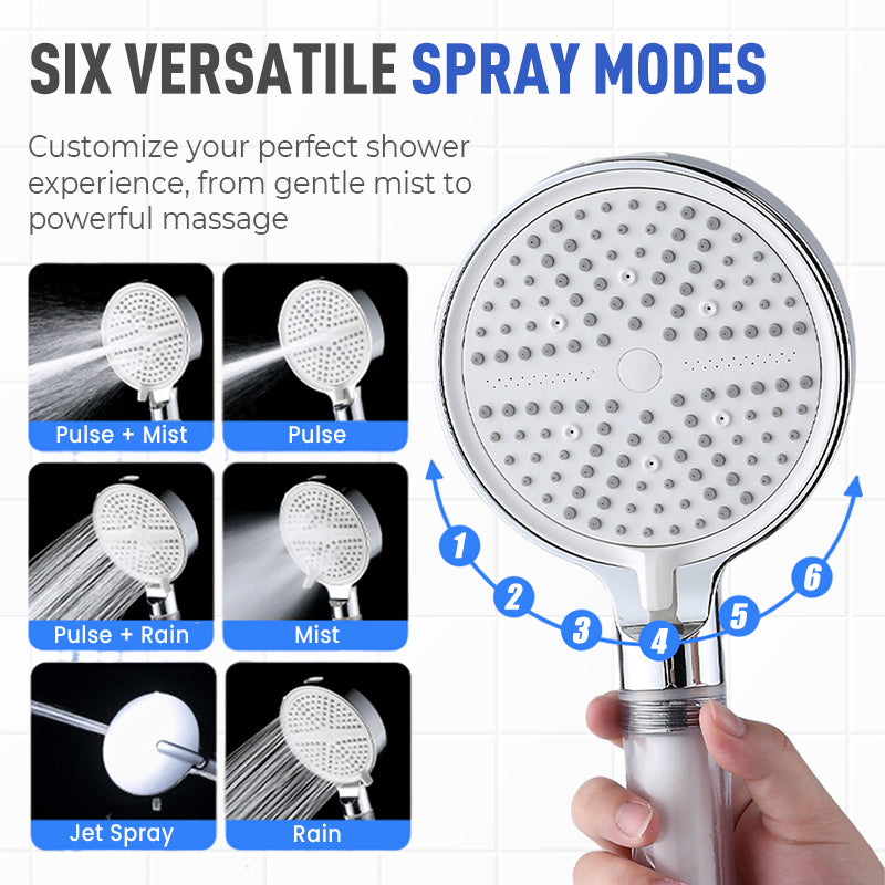 6-Mode High Pressure Handheld Shower Head with Filter